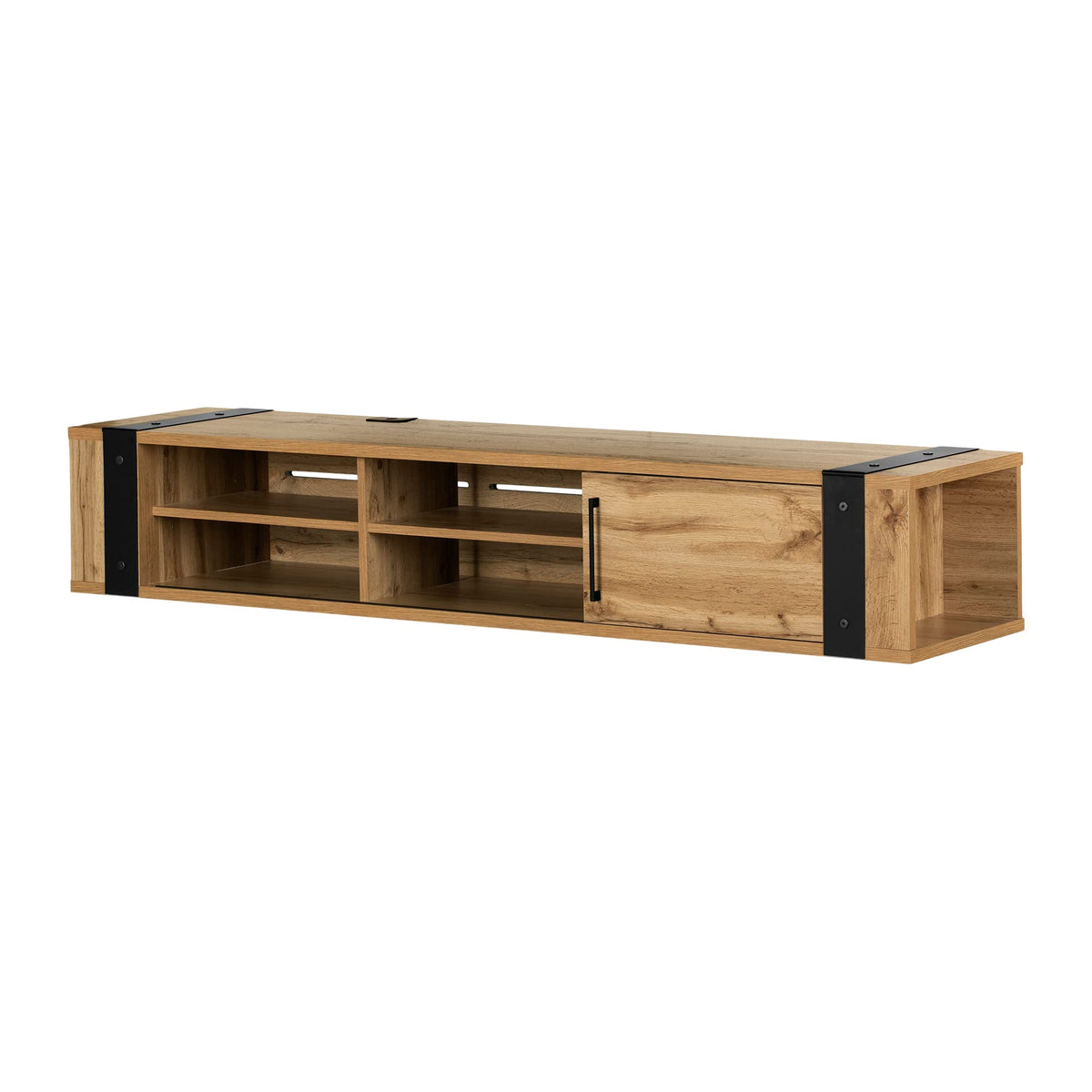 South Shore Munich Wall Mounted Media Console, 75&quot;, Nordik Oak