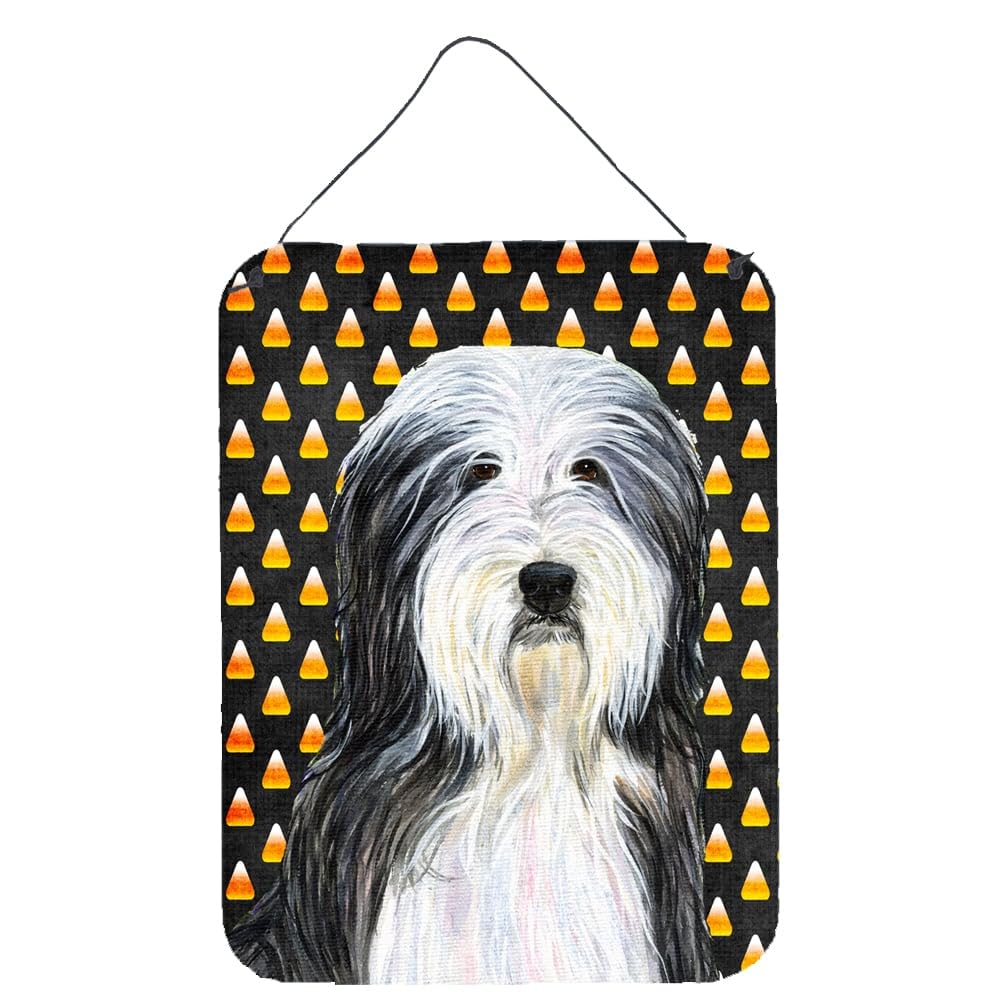 Caroline's Treasures SS4290DS1216 Bearded Collie Candy Corn Halloween Portrait Wall or Door Hanging Prints Aluminum Metal Sign K