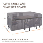 Outdoor Dining Set Cover 96''L X 70''W X 32''H Grey Rectangular Patio Furniture Cover 600D Heavy Duty Waterproof Outside Table And 5-7 Piece Chairs Covers For Winter