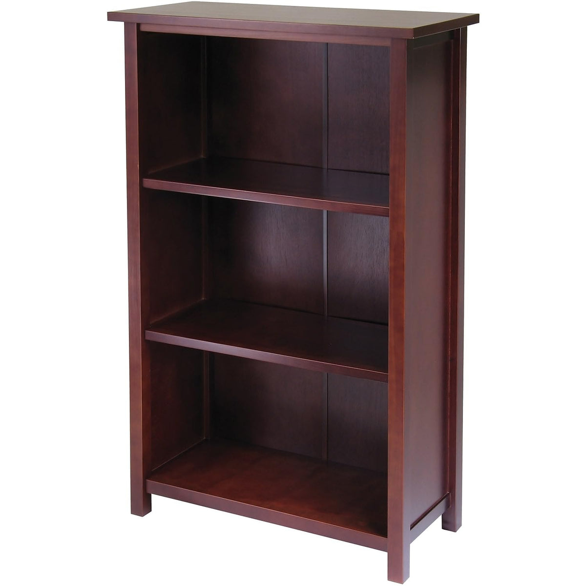 Winsome Milan Solid/Composite Wood 4-Tier Medium Storage Shelf or Bookcase, Antique Walnut (94328)