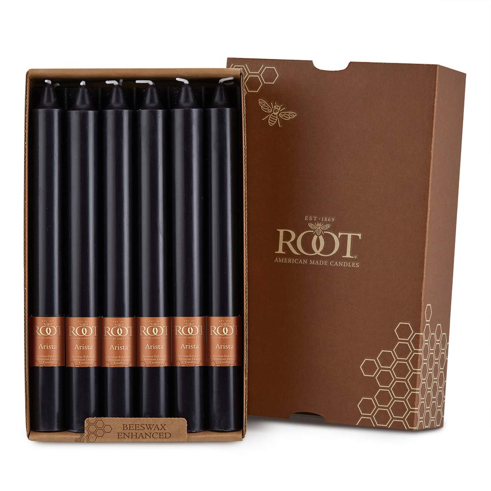 Root Candles 8940 Unscented Smooth Arista 9-Inch Dinner Candles, 12-Count, Black