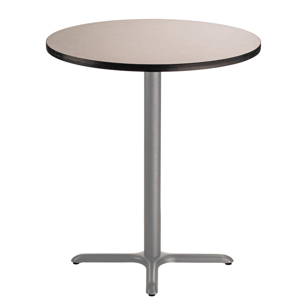 National Public Seating Nps 36&Quot; Round Cafe Table With X Base, 42&Quot; Height, Particleboard Core/T-Mold, Grey Nebula Top, Grey Frame