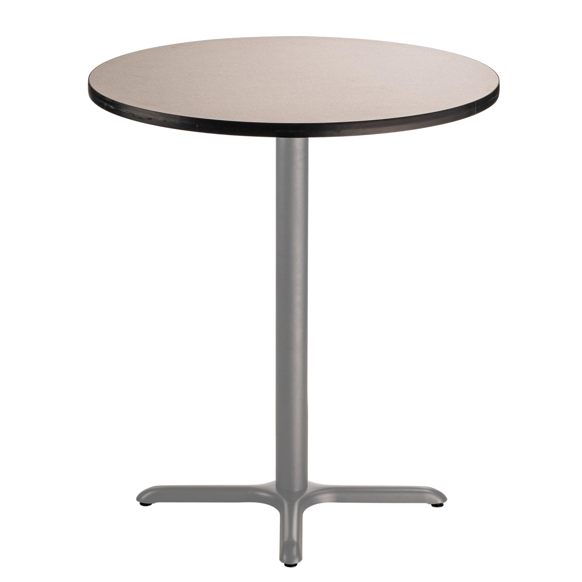 National Public Seating Nps 36&Quot; Round Cafe Table With X Base, 42&Quot; Height, Particleboard Core/T-Mold, Grey Nebula Top, Grey Frame