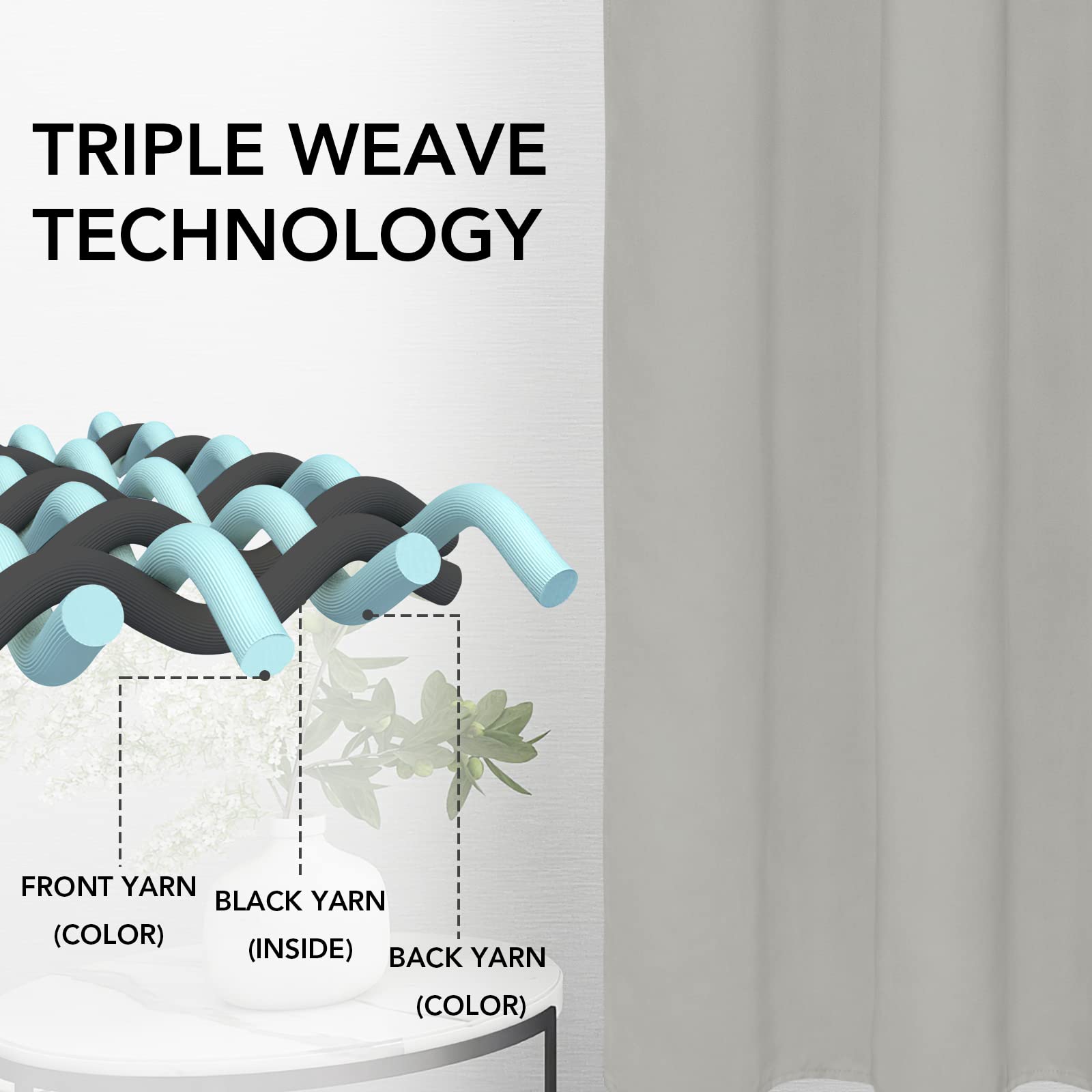 Easy-Going Rod Pocket Blackout Curtains For Bedroom, Room Darkening Window Curtains For Living Room, Thermal Insulated Noise Reduction Solid Window Drapes, 2 Panels(52X56 In, Greyish White)