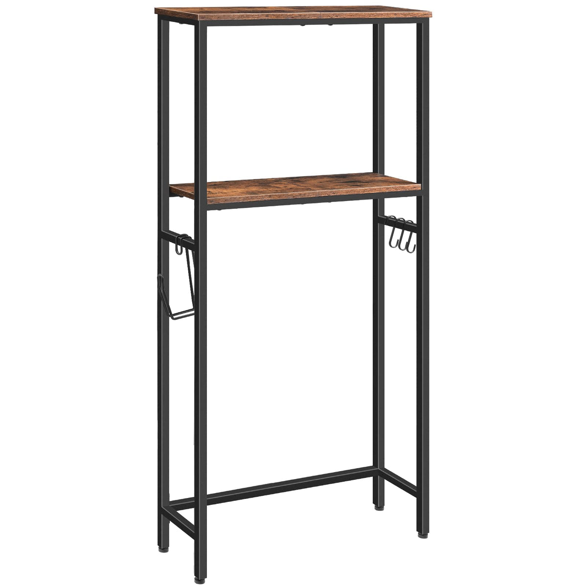 Hoobro Over-The-Toilet Storage, 2-Tier Bathroom Organizer Over Toilet, Bathroom Shelves With Toilet Paper Holder And Hooks, Freestanding Storage Shelf, Space Saver, Rustic Brown And Black Bf49Ts01