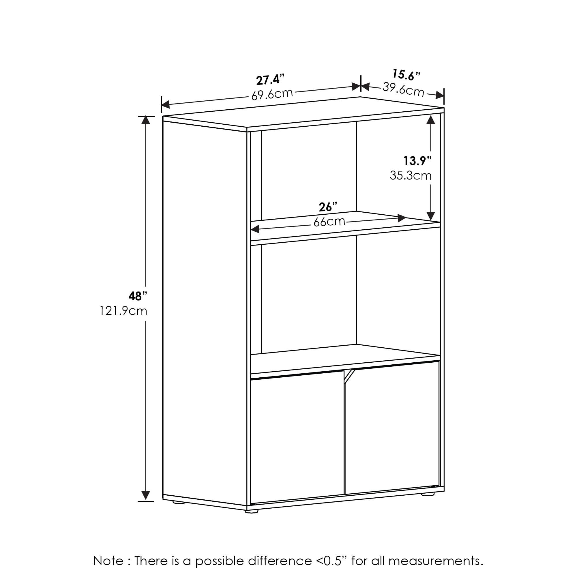 Furinno Jaya Kitchen Storage Shelf with Cabinet, Americano