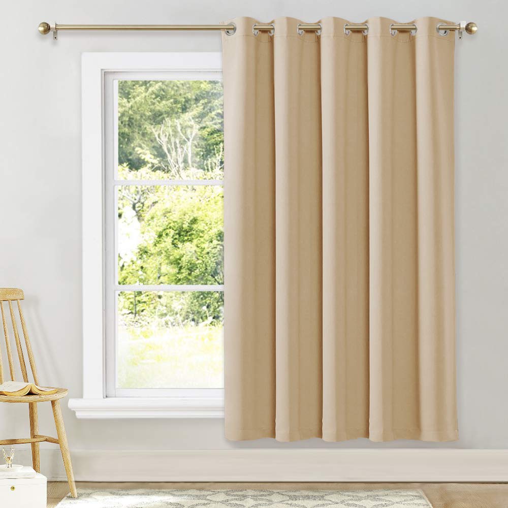 Nicetown Sliding Door Blinds Window Treatment,Wide Energy Save Thermal Insulated Patio Glass Door Drape For Dining Room, Guest Room (1 Piece,Biscotti Beige,W70 X L72)