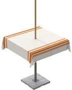 Queenker Fall Outdoor Tablecloth With Umbrella Hole, Farmhouse Orange Stripe Square Tables Zippered Table Cloth Waterproof Table