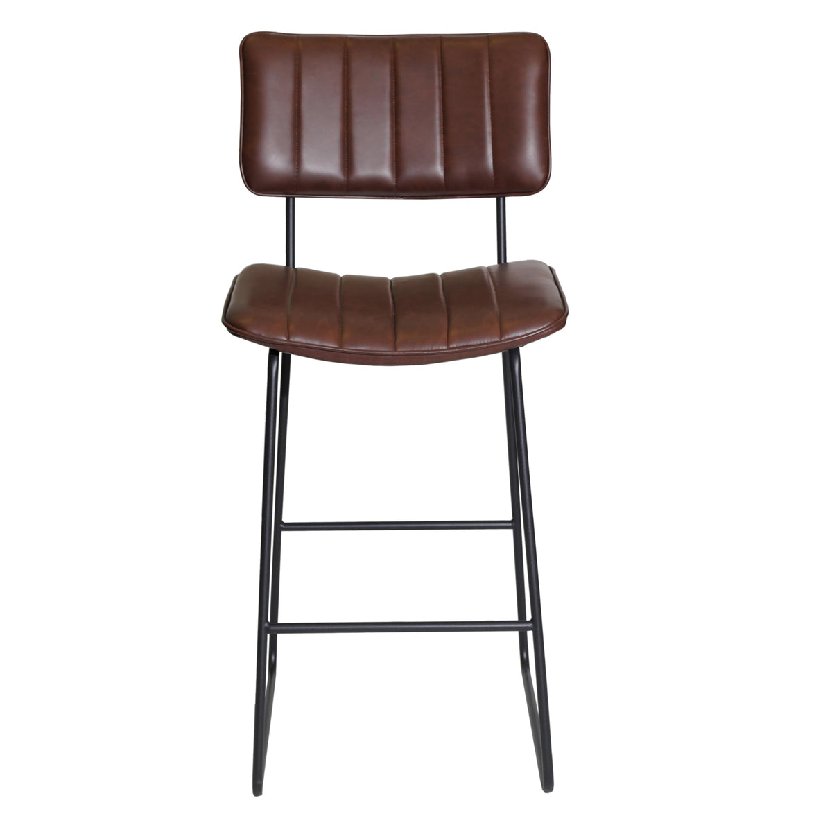 Steve Silver Furniture Tribeca Bar Stool, 30-Inch Seat Height, Mid-Century Modern Style, Channel Back Seat, Cordovan Leatherette, Barstool, Kitchen Counter Chair, 22&quot; D x 21&quot; W x 44&quot; H, Ebony, Brown