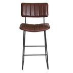 Steve Silver Furniture Tribeca Bar Stool, 30-Inch Seat Height, Mid-Century Modern Style, Channel Back Seat, Cordovan Leatherette, Barstool, Kitchen Counter Chair, 22" D x 21" W x 44" H, Ebony, Brown