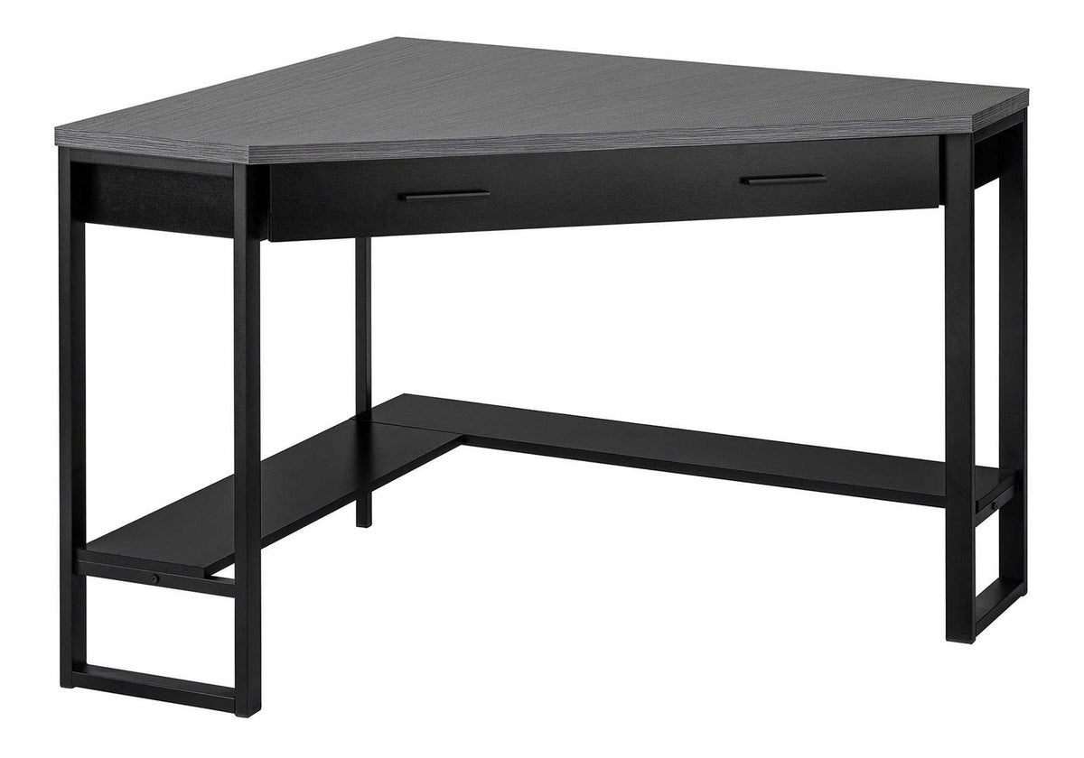 Monarch Specialties Corner Desk with Storage and Shelf Laptop PC Study Table-Workstation for Home Office, 42' L, Black/Grey