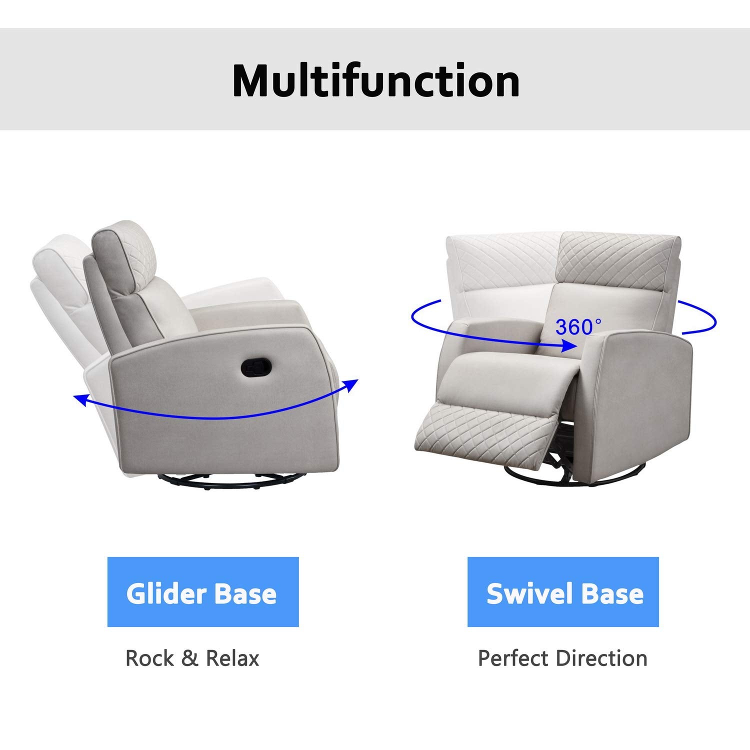 HomeRoots Air Leather - Breathing Fabric 3'.31' X 37'.4' X 39'.4' Cream Air Leather - Glider & Swivel Manual Recliner