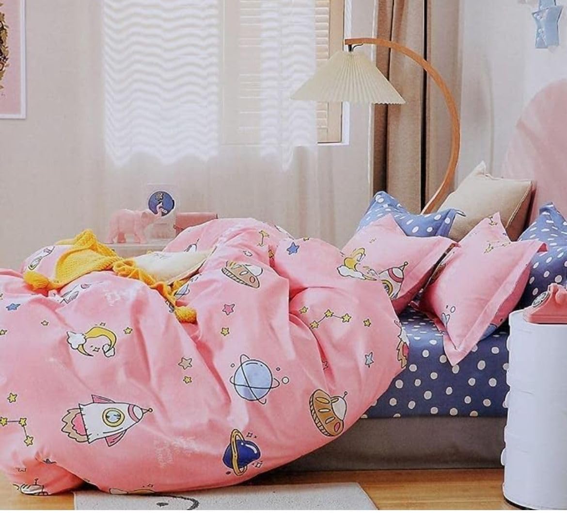 Bliss Petal Supersoft Cotton Single Bed Cartoon Print Ac Comforter/Blanket/Duvet/Quilt For Kids. Size (60 X 90 Inches) (Pink Roc