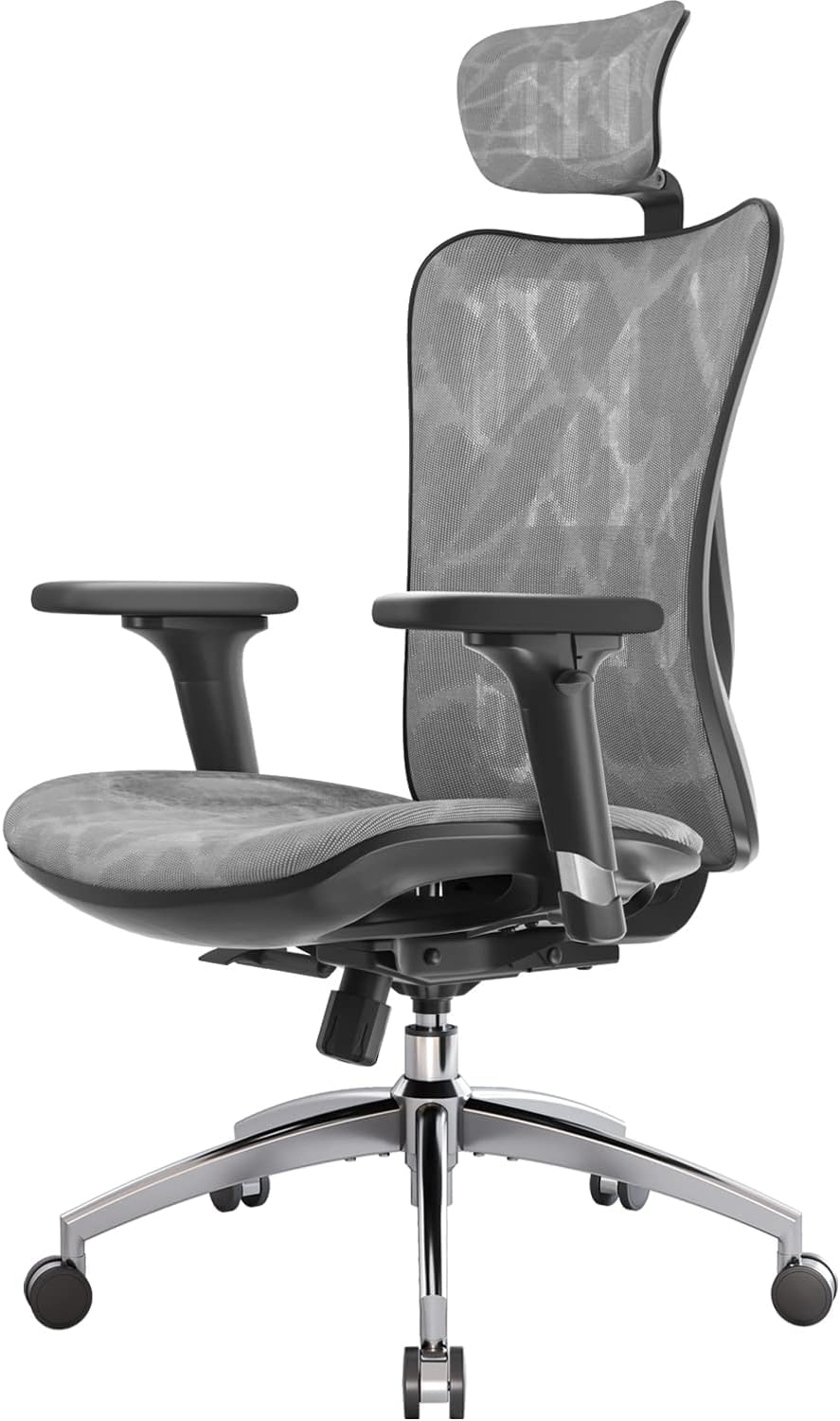 Sihoo M57 Ergonomic Office Chair With 3 Way Armrests Lumbar Support And Adjustable Headrest High Back Tilt Function Grey