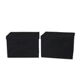 Household Essentials Wide Fabric Storage Bins with Lids, Black, Set of 2