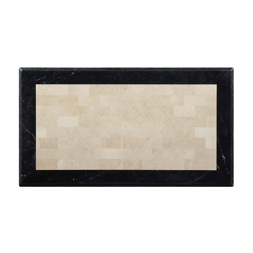Acme Furniture Rectangular Coffee Table, Marble Top/Black