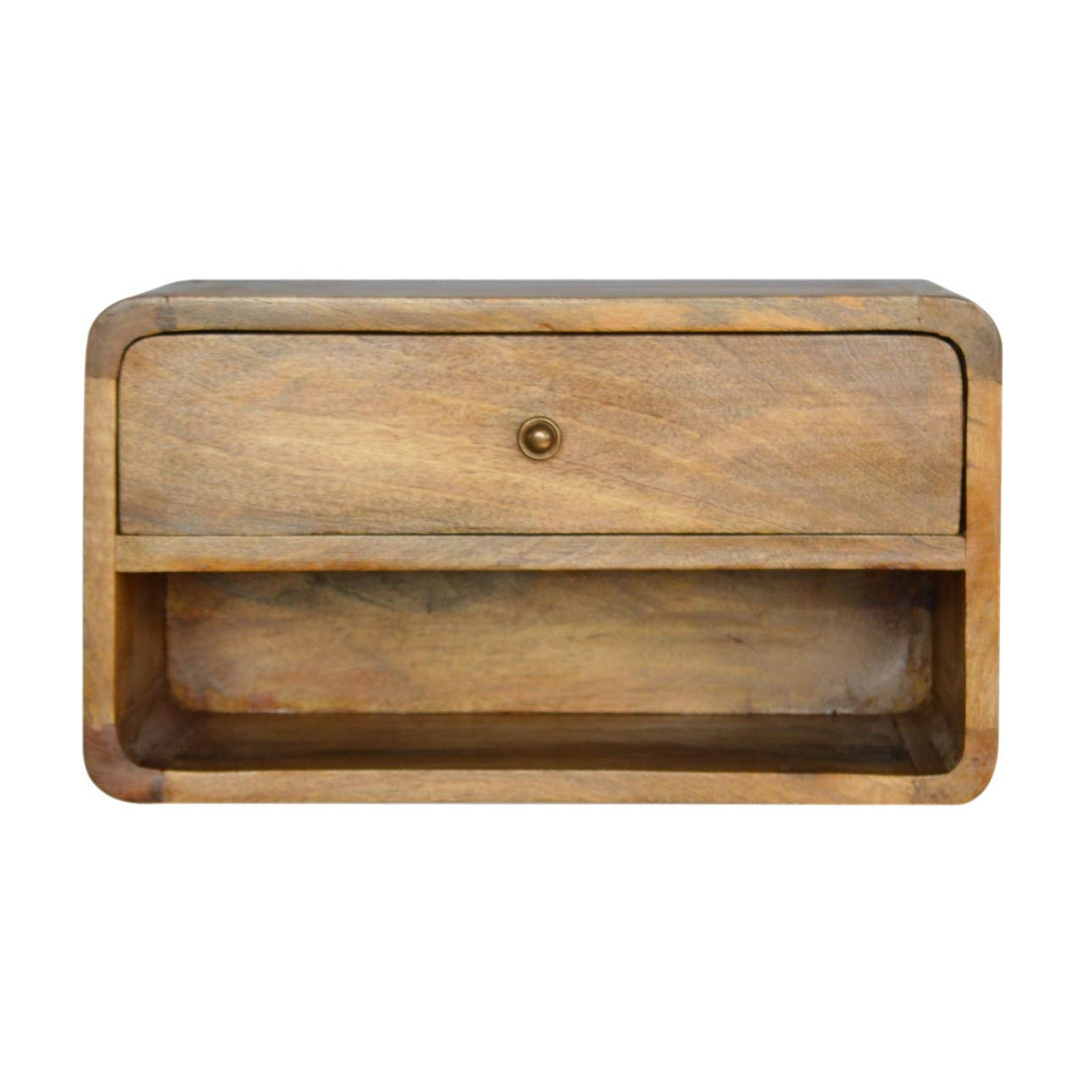 Artisan Furniture Artisan Curved Oakish Wall Mounted Bedside with Open Slot Table  One Size