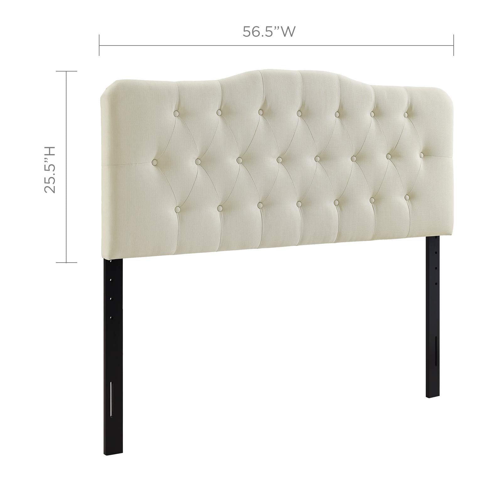 Modway Annabel Tufted Button Linen Fabric Upholstered Full Headboard In Ivory