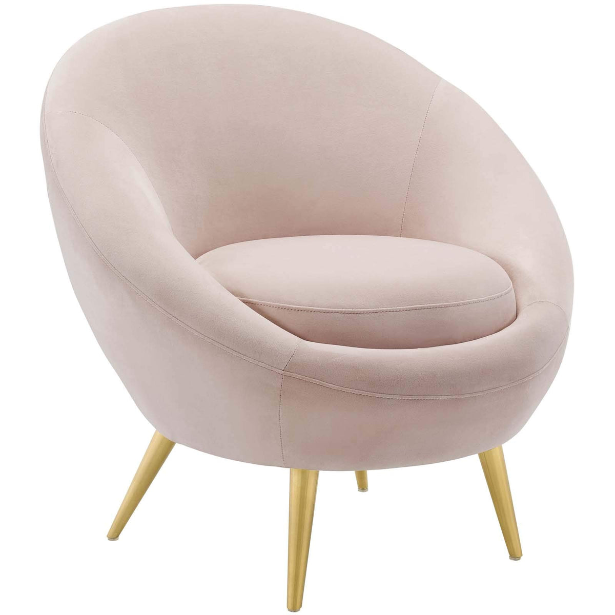 Modway Circuit Modern Performance Velvet Curved Back Accent Lounge Living Room Chair In Pink