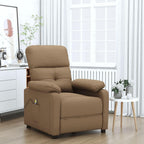 vidaXL Brown Fabric Massage Recliner | Comfortable Relaxing Chair | Durable Polyurethane Upholstery | Farmhouse Style | Lightweight Lounge Furniture