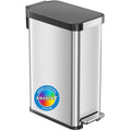 iTouchless SoftStep 13.2 Gallon Slim Step Pedal Trash Can with Odor Filter, Elongated Stainless Steel Recycling Bin, Space-Savin