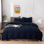 KAREVER Solid Navy Comforter Set Cal King Navy Blue Bedding Set Soft Pure Navy Blue Bedding Quilt Men Navy Blue Blanket Women Br