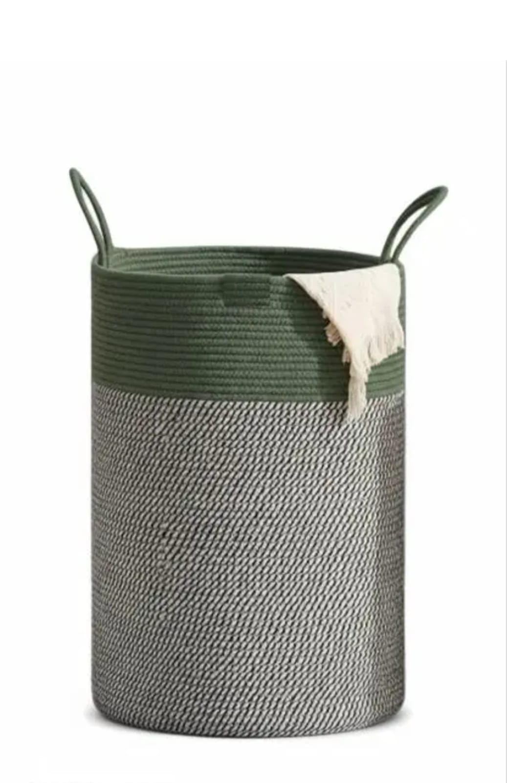 Woven Cotton Rope Laundry Basket 38x43 cm Large Clothes Hamper