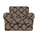 Easy-Going 2-Piece Stretch Couch Cover Print Fleece Sofa Slipcover, Micro Fiber Stylish Furniture Protector For 1 Cushion Sofa, Pets, Kids, Children, Dog (Chair, Quatrefoil/Camel)