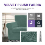 Znsayotx Luxury Velvet Couch Cover 4 Piece Stretch Oversized Sofa Covers For 3 Cushion Couch Thick Soft Large Sofa Slipcover Anti Slip Dogs Pet Furniture Protector (Pea Green), 91'-110'(3 Cushions)