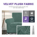 Znsayotx Oversized Velvet 3 Piece Couch Cover With 2 Extra Large Seat Cushion Covers Stretch Sofa Cover For 2 Cushion Couch Thick Soft Loveseat Sofa Slipcover (Pea Green),71'-91'(2 Cushions)