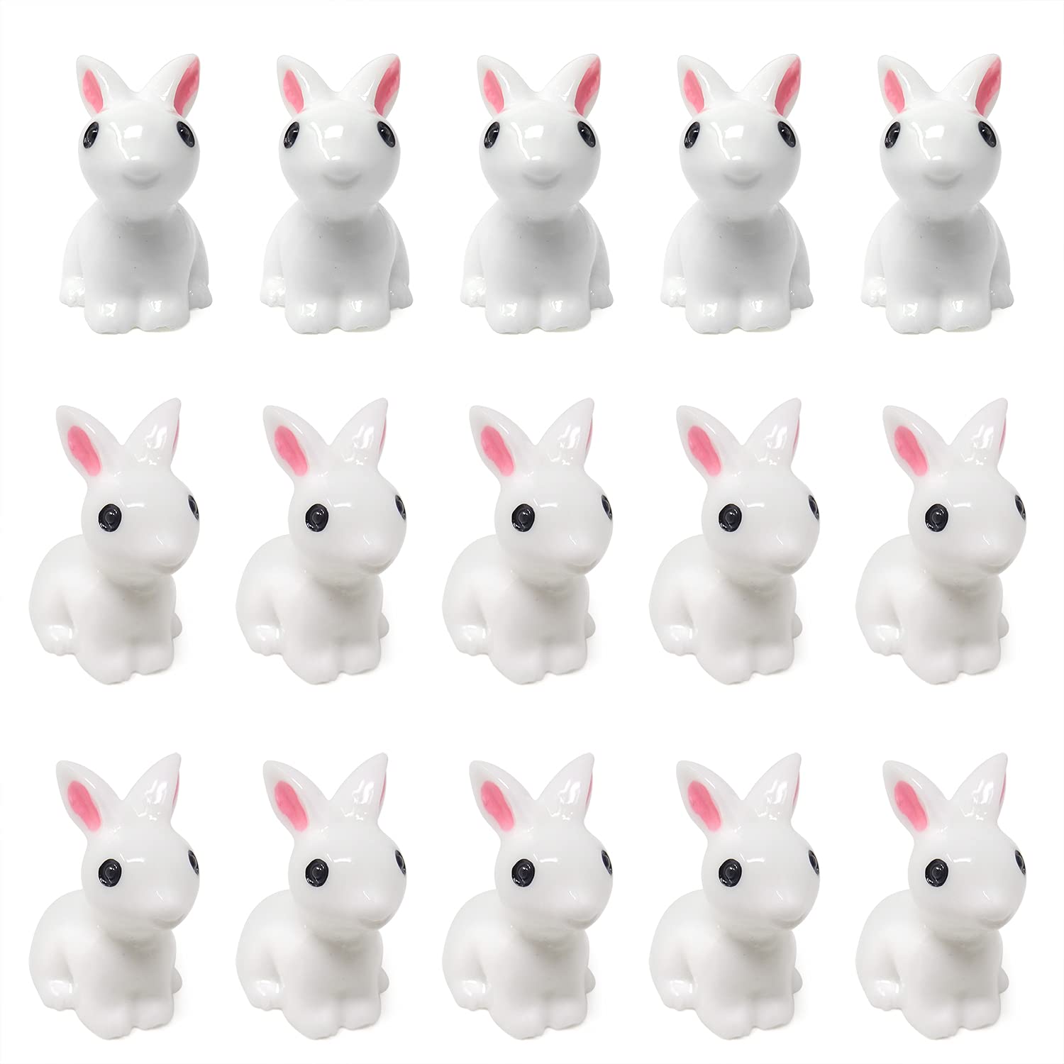 Honbay 20Pcs Resin Cute Rabbit Miniature Figurine Micro Landscape Decorations Fairy Gardens Diy Ornaments Decorations Succulents