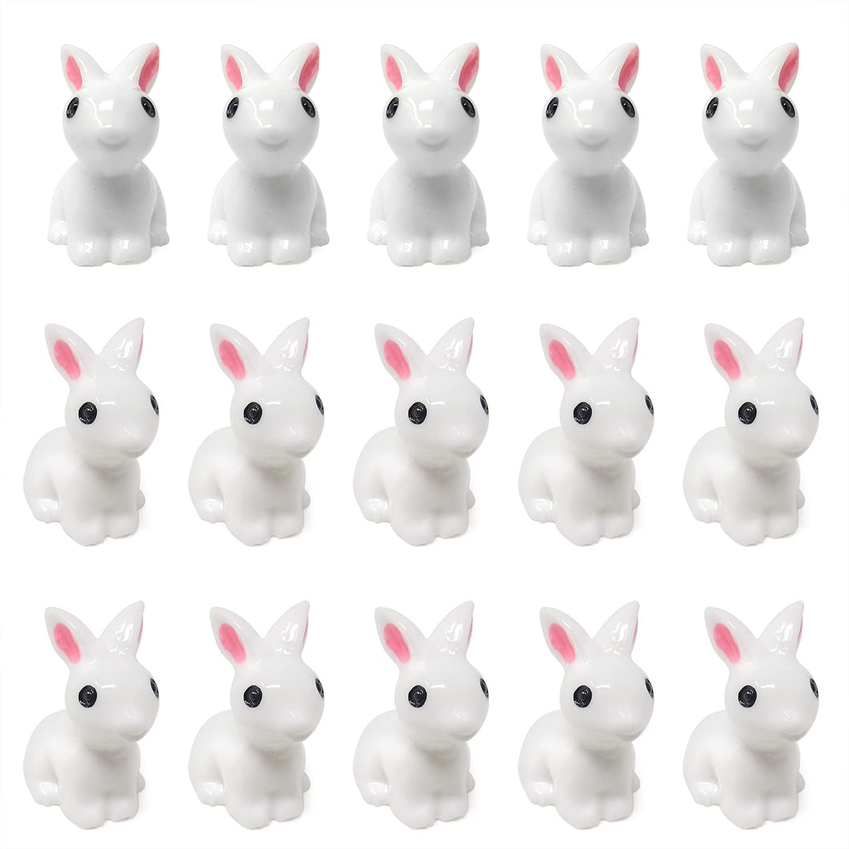 Honbay 20Pcs Resin Cute Rabbit Miniature Figurine Micro Landscape Decorations Fairy Gardens Diy Ornaments Decorations Succulents
