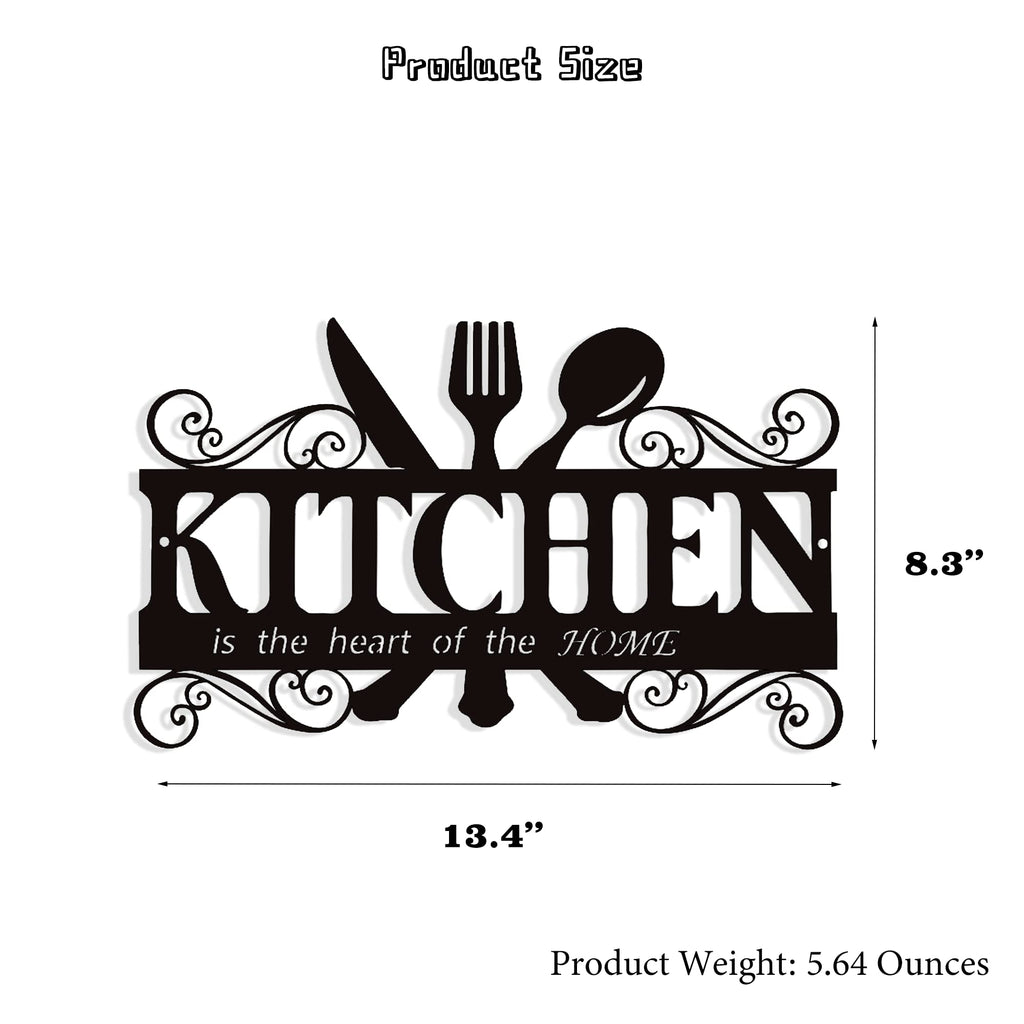 Metal Rustic Kitchen Decor Signs Decoraions For Wall, Country Farmhouse Decoration For Dining Room, 13.8 X 8.8 Inches (Black)