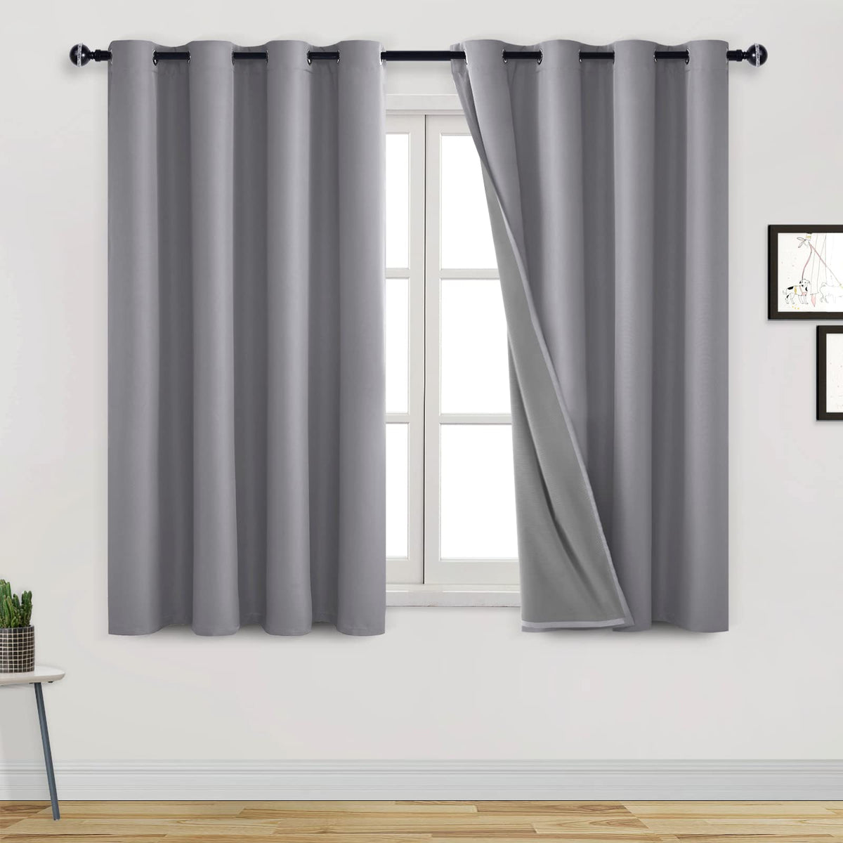 Dwcn 100% Blackout Curtain 2 Panels Short Kitchen Blackout Curtains Truly Blackout Drapes For Living Room Bedroom For Sun Light