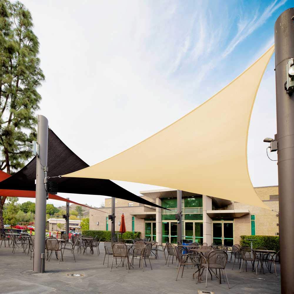 Royal Shade 24' X 24' X 24' Beige Triangle Sun Shade Sail Order To Make Rstaprt10, Upf50+ 95% Uv Blockage, 200Gsm Commercial Sta