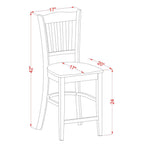 East West Furniture Groton Counter Height Stools-Slat Back Wood Seat Chairs, Set of 2, Oak