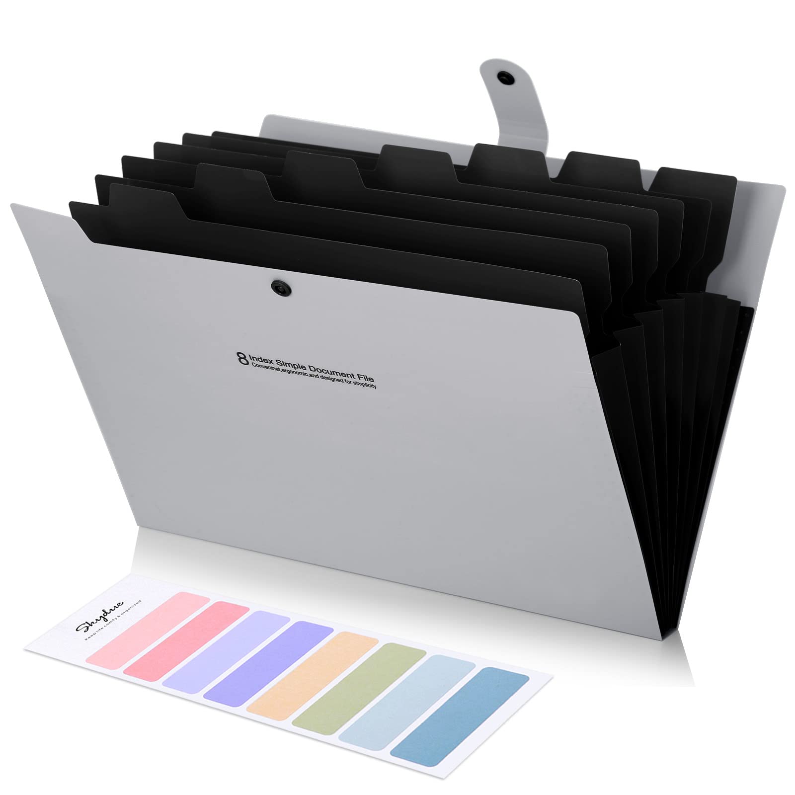 Skydue Accordion File Organizer, 8 Pockets Expanding File Folders, Portable Document Paper Organizer, Home College School Office