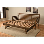 Kodiak Furniture Boho Wood Daybed/Pop Up Bed in Walnut Brown w/Linen Mattress