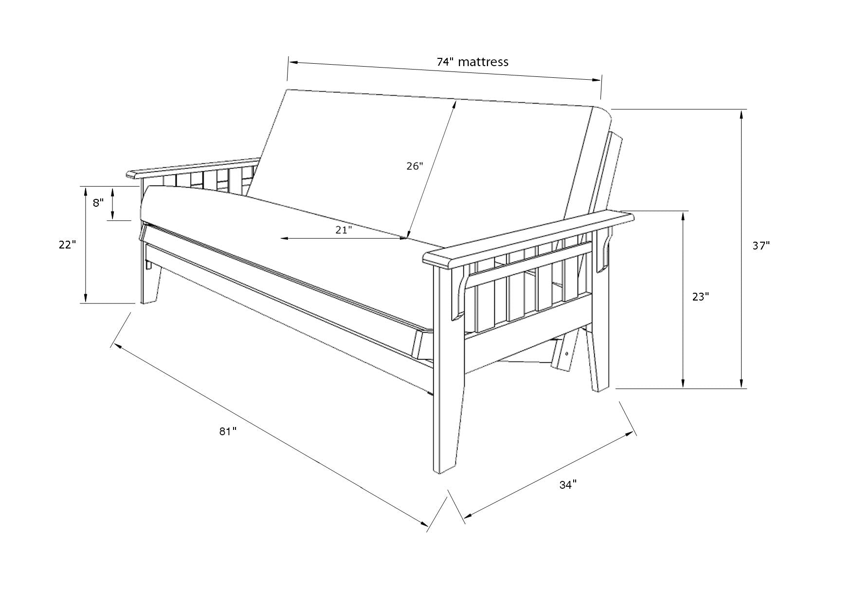Kodiak Furniture Tucson Full Size Futon Set, Canadian