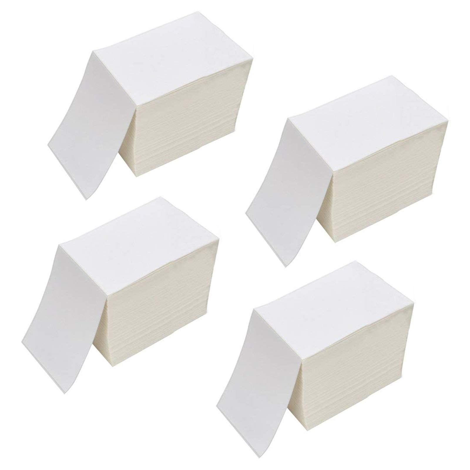 Ryhampaper 4' X 6' Fanfold Direct Thermal Labels - White Shipping Mailing Postage Labels, Perforated, Permanent Adhesive (4 St