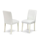 East West Furniture Caab7-Lwh-64 Capri 7 Piece Kitchen Table & Chairs Set Consist Of A Rectangle Room Table And 6 Faux Leather Parsons Dining Chairs, 36X60 Inch, Linen White