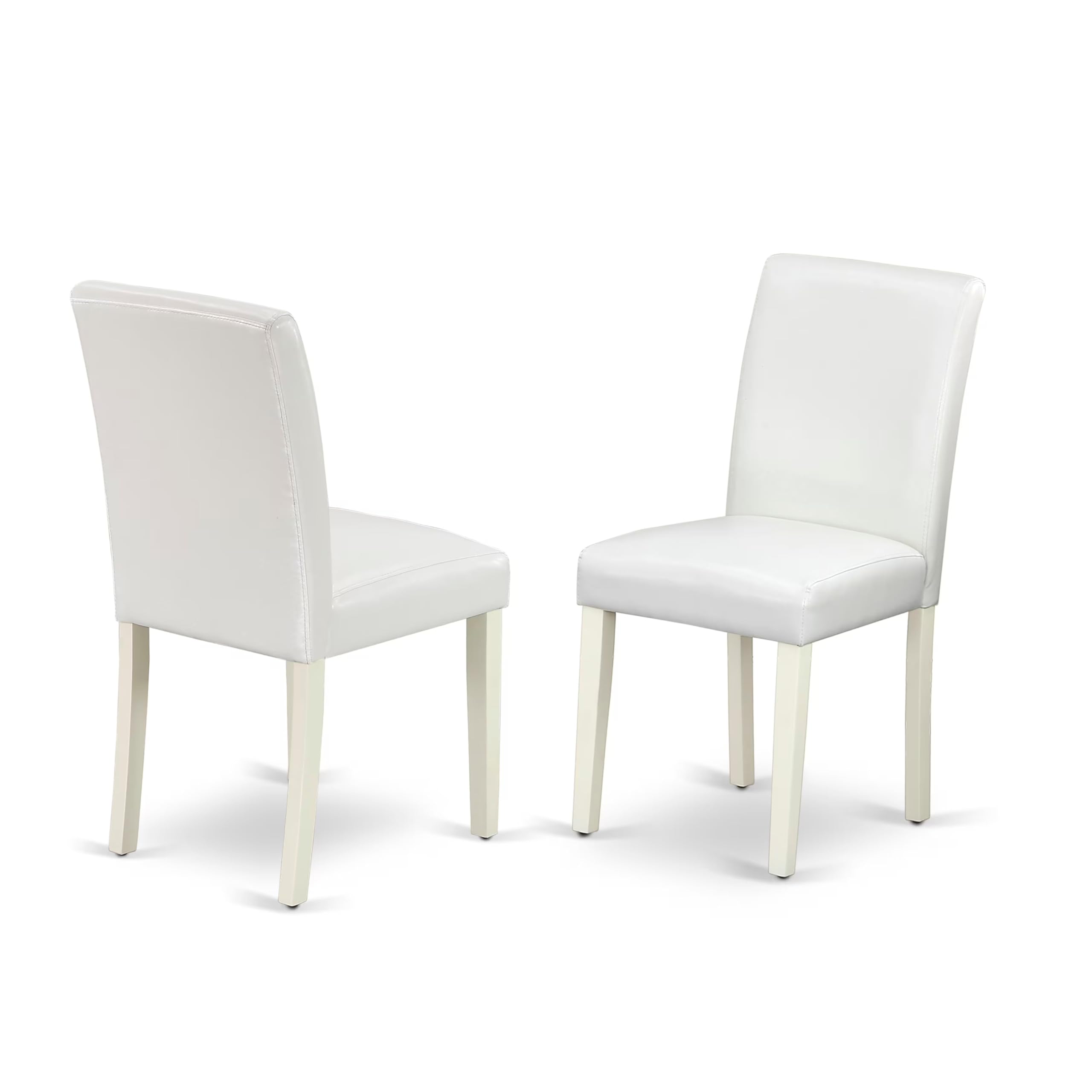 East West Furniture Caab7-Lwh-64 Capri 7 Piece Kitchen Table & Chairs Set Consist Of A Rectangle Room Table And 6 Faux Leather Parsons Dining Chairs, 36X60 Inch, Linen White