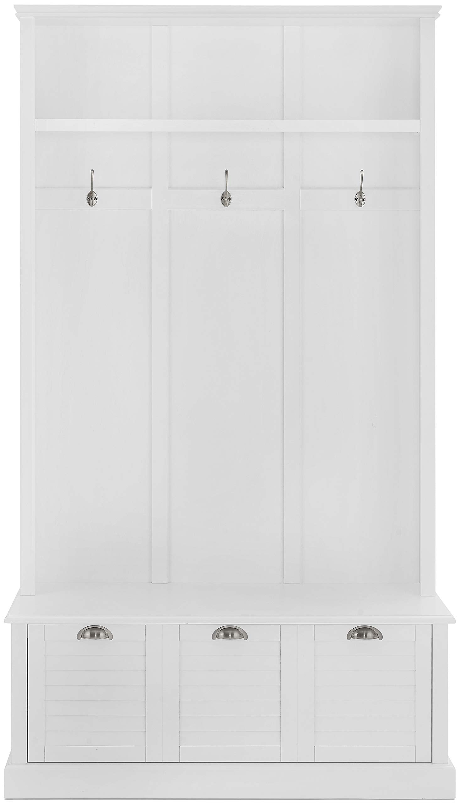 Crosley Furniture Ellison Hall Tree With Storage Bench And Coat Rack Hooks For Hanging, White
