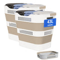 OOAMBB 43L+43L Collapsible Laundry Baskets plastic (Beige, 2 Packs)
