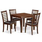 East West Furniture OXML5-MAH-LC 5 Piece Modern Set Includes a Square Wooden Table and 4 Faux Leather Kitchen Dining Chairs, 36x36 Inch