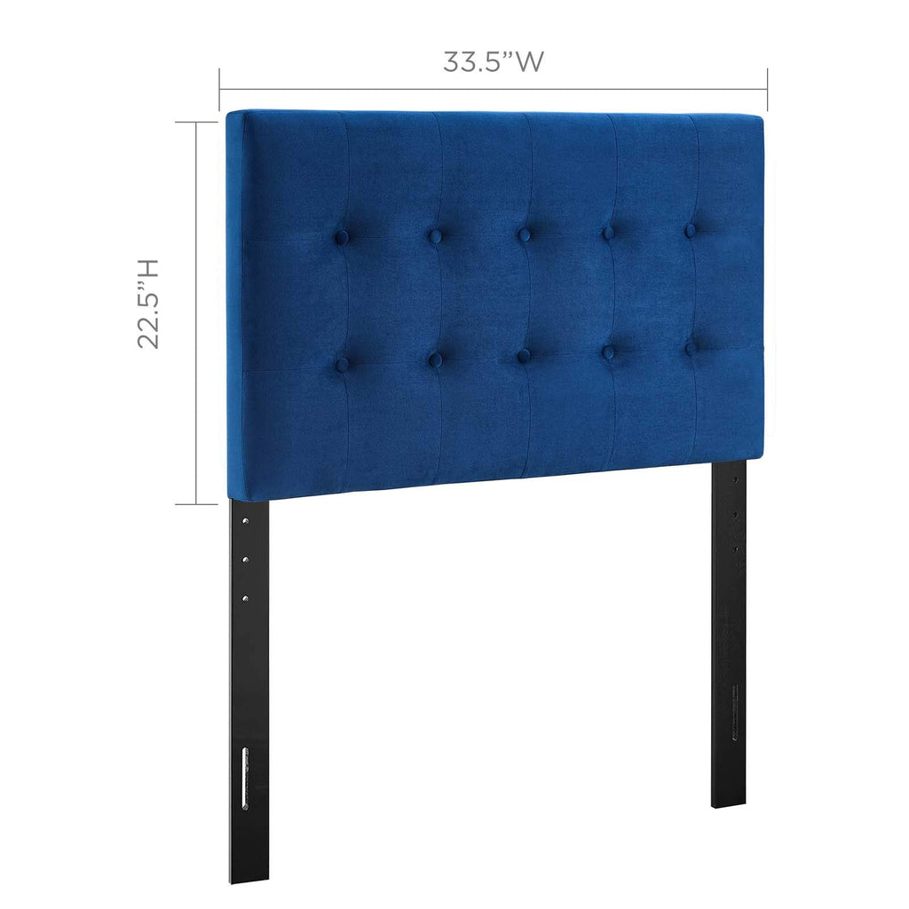Modway Emily Twin Biscuit Tufted Performance Velvet Headboard, Navy
