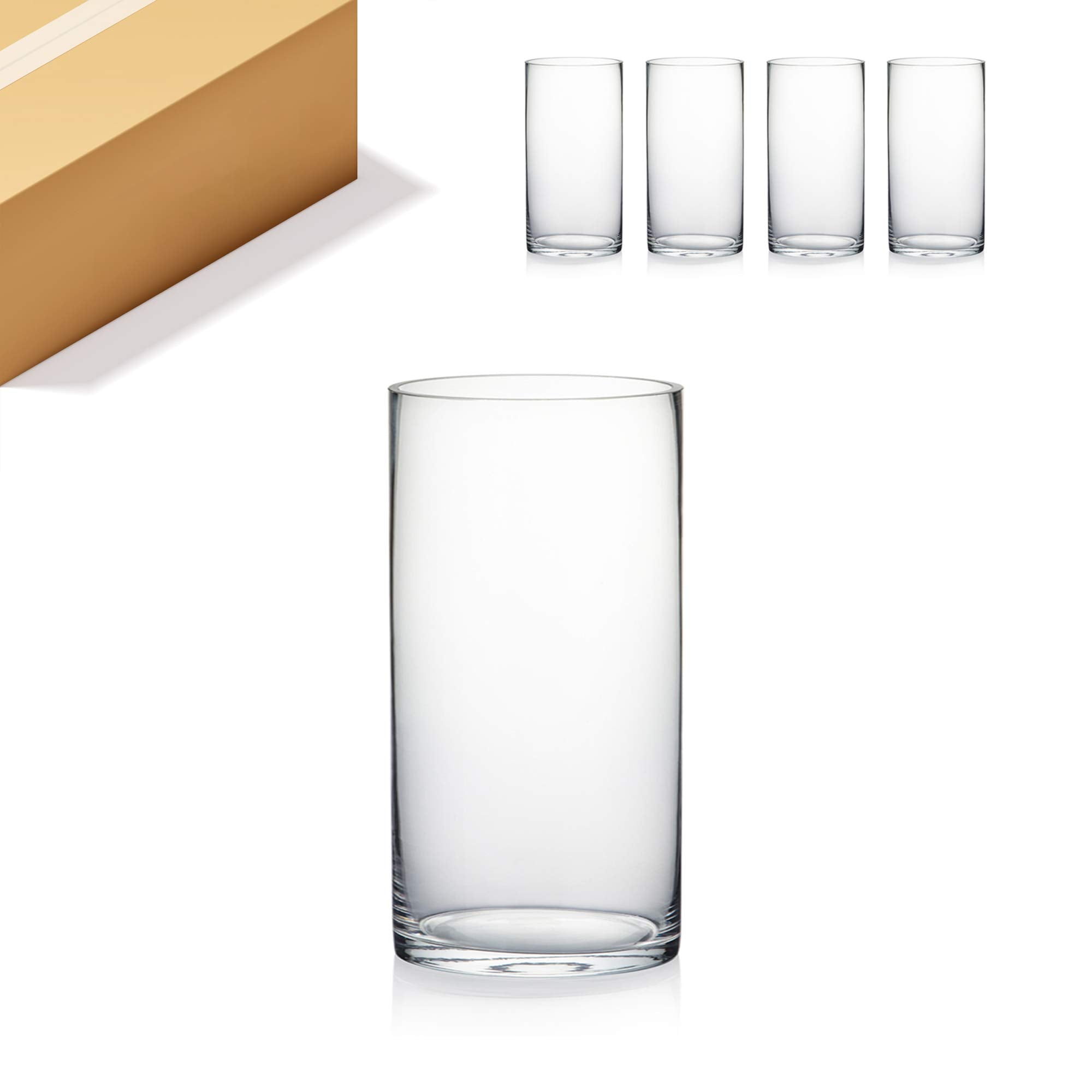 WGV Cylinder Vase Bulk, Width 6'', Height 12'', Clear Glass Container Terrarium Candle Holder for Wedding Centerpiece, Party Eve