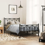 vidaXL Metal Bed Frame with Headboard/Footboard - Black, Single Bed, 81.5"x41.3"x35.4", Steel Slats & Legs, Under-Bed Storage