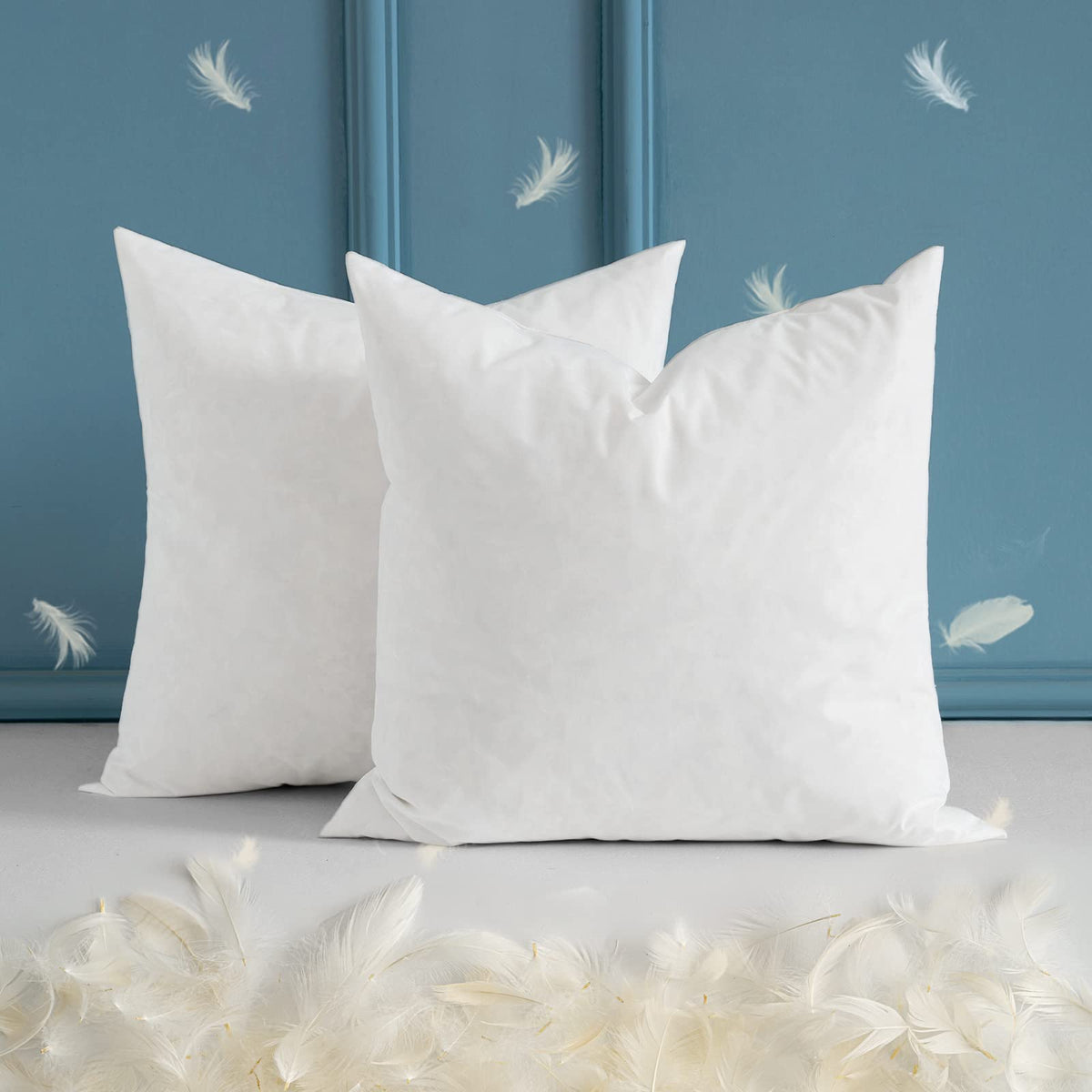 Miulee Set Of 2 24X24 Inches Throw Pillow Inserts, Down And Feather Cotton Decorative Pillows, Square Sham Stuffer For Sofa Couc