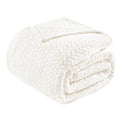 Exclusivo Mezcla Off White Fleece Twin Size Blanket For Bed, 90X66 Inches Soft Cozy 3D Decorative Jacquard Flannel Blankets, Lig